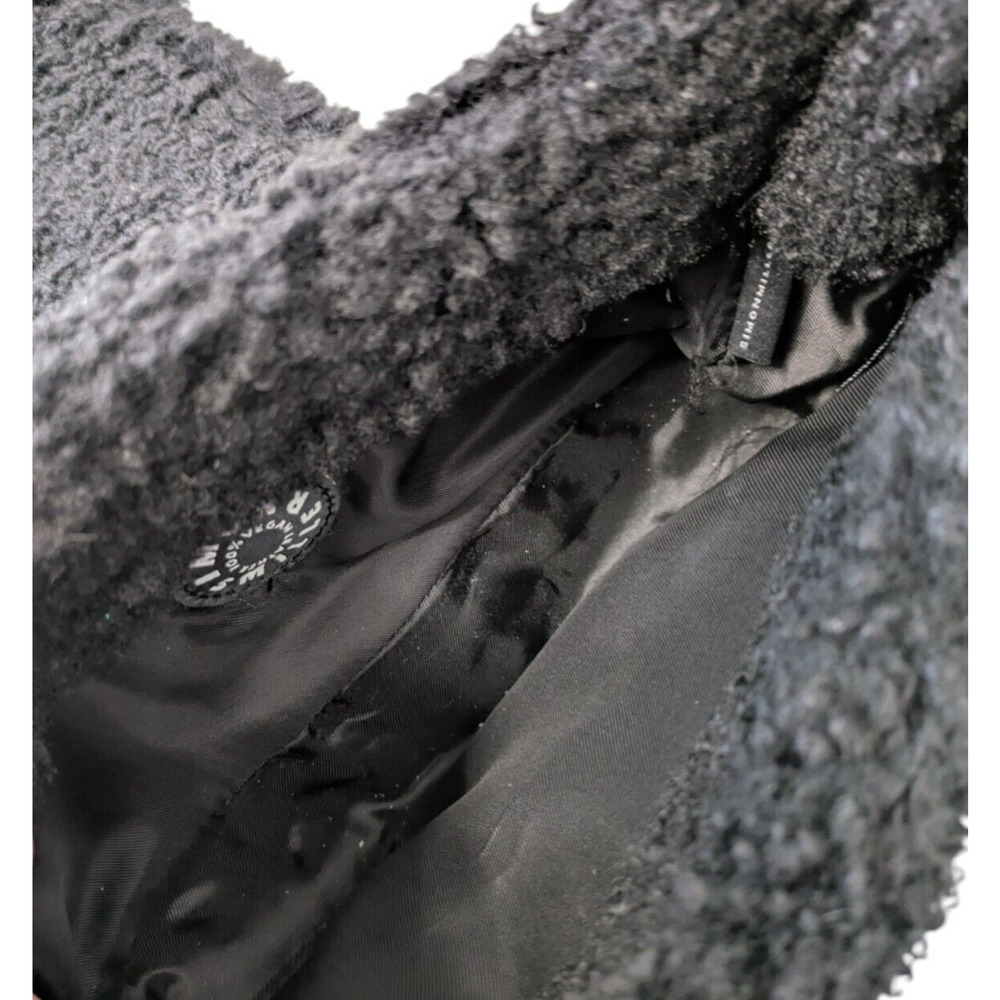 Simon Miller Black Retro Bag In Fuzzy Faux Sherpa Boucle Shoulder Bag Flap Top - Picture 9 of 10